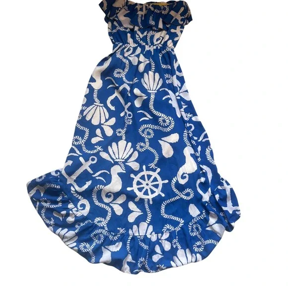 Lilly Pulitzer Dock Hopper Caldwell Dress Strapless Hi-Lo Nautical Summer Size S - Picture 4 of 11